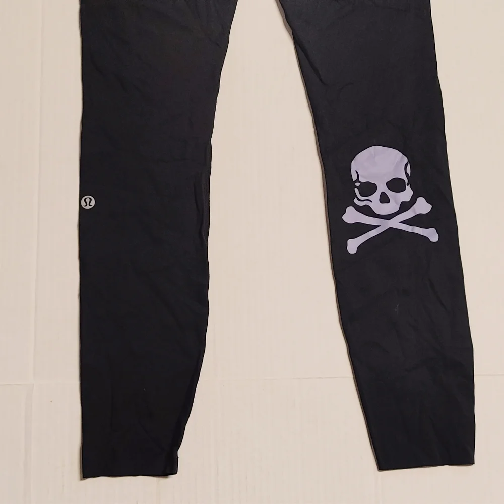 lululemon athletica Black Leggings with Purple Skull Graphic